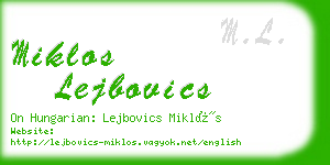 miklos lejbovics business card